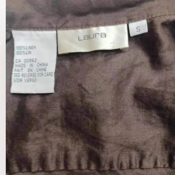 Laura 100% Linen Brown Button Down Long  Sleeve Jacket Size Small - Picture 5 of 7